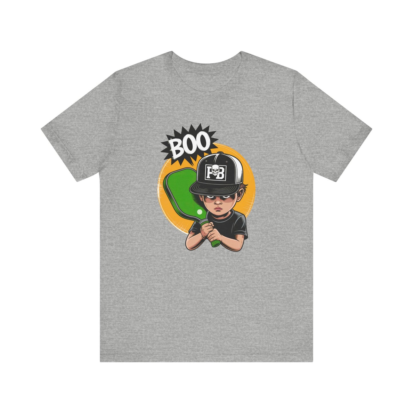 Boo Boy Skull with Pickleball Paddle