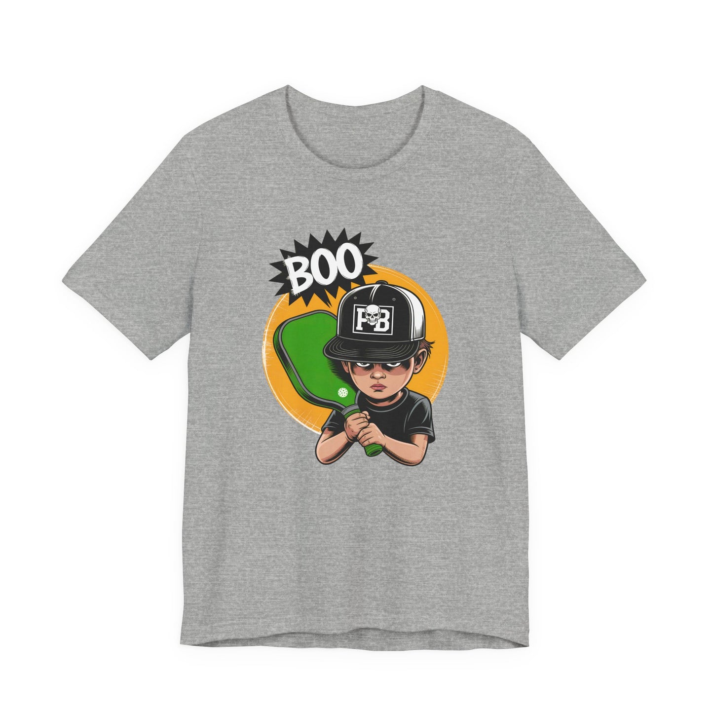 Boo Boy Skull with Pickleball Paddle