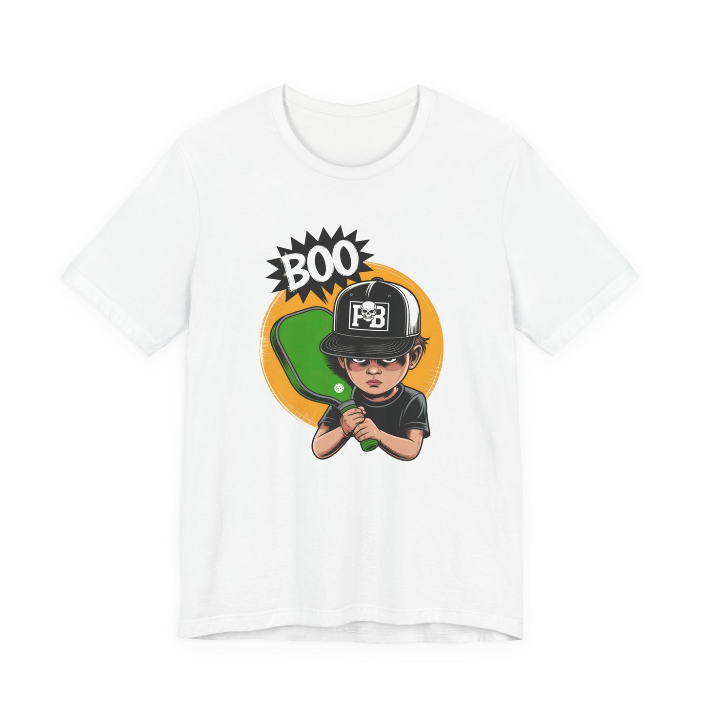 Boo Boy Skull with Pickleball Paddle