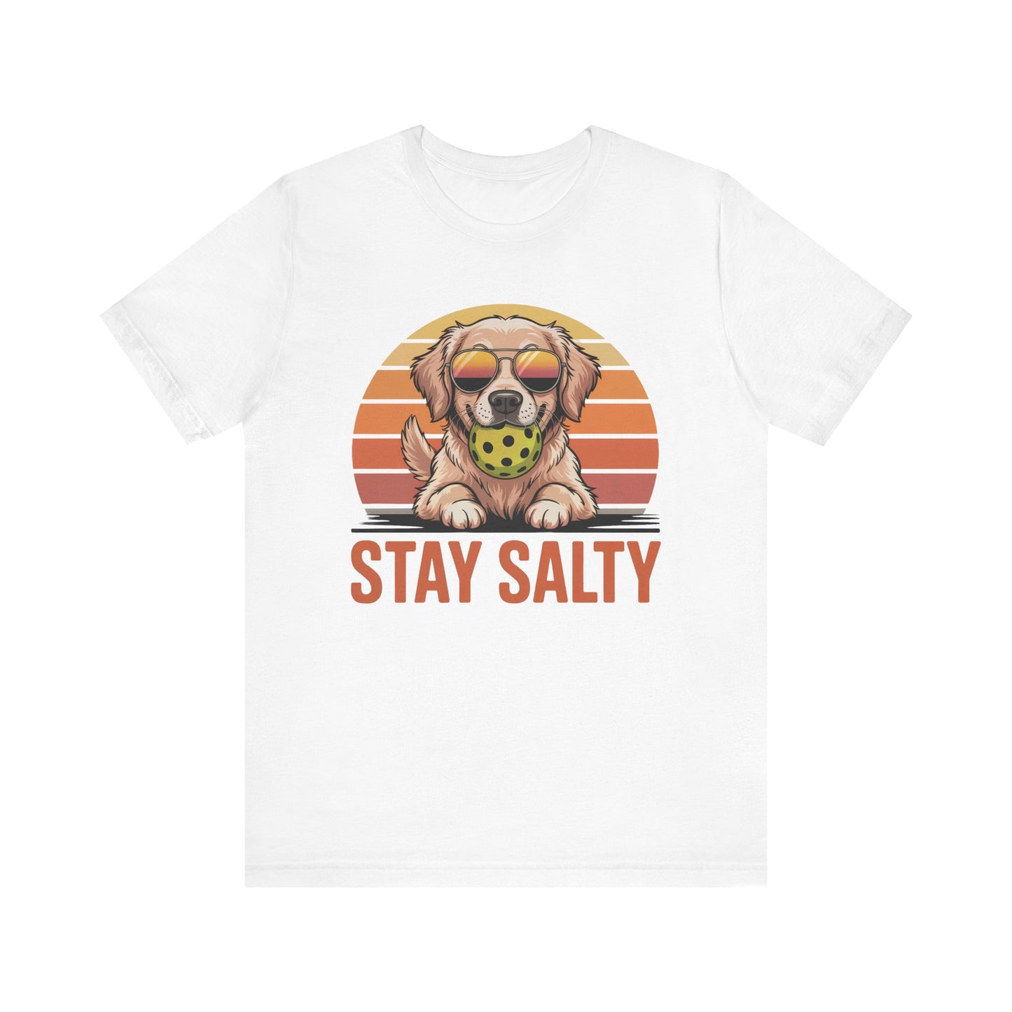 Stay Salty Dog Pickleball Shirt - Golden Retriever Beach Design