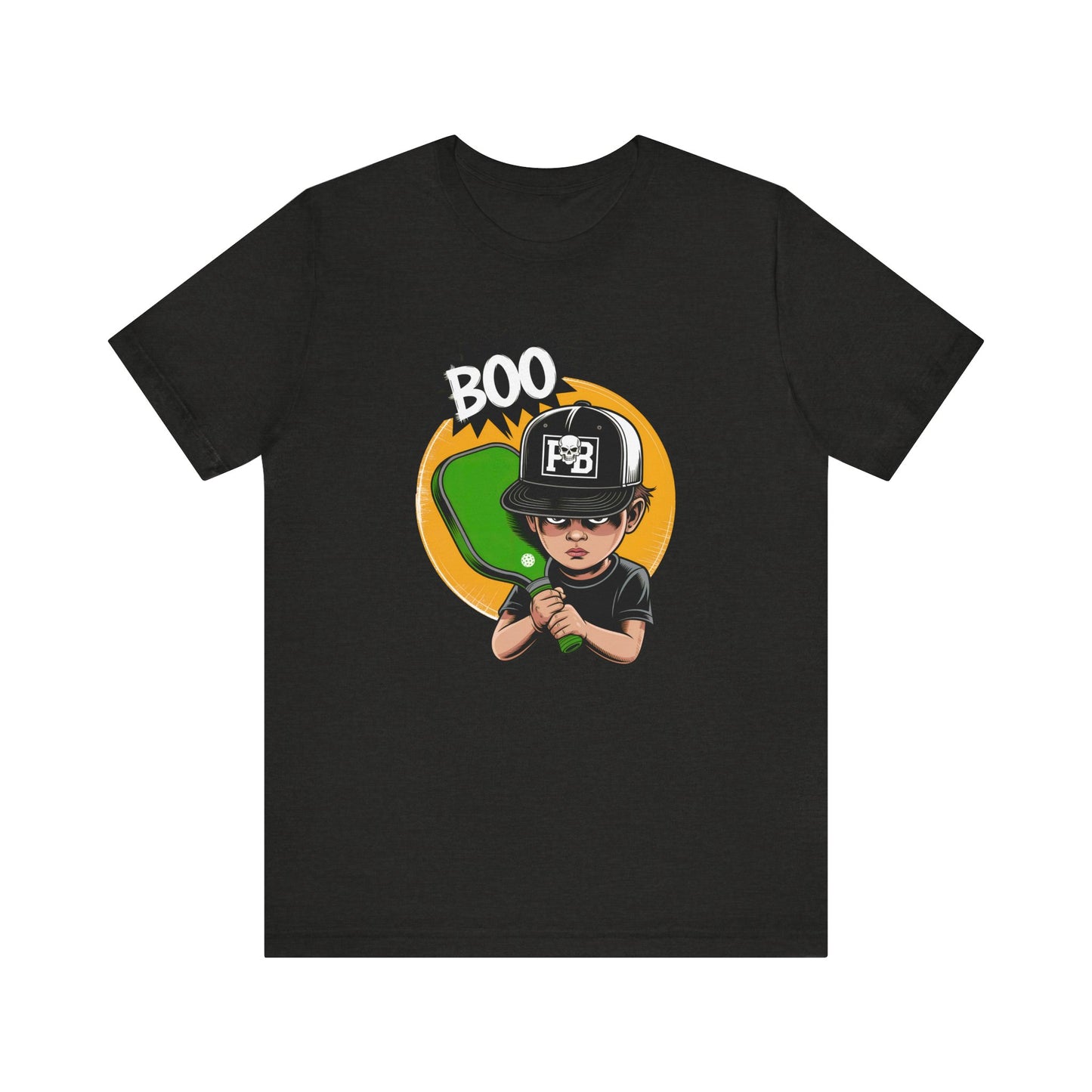 Boo Boy Skull with Pickleball Paddle