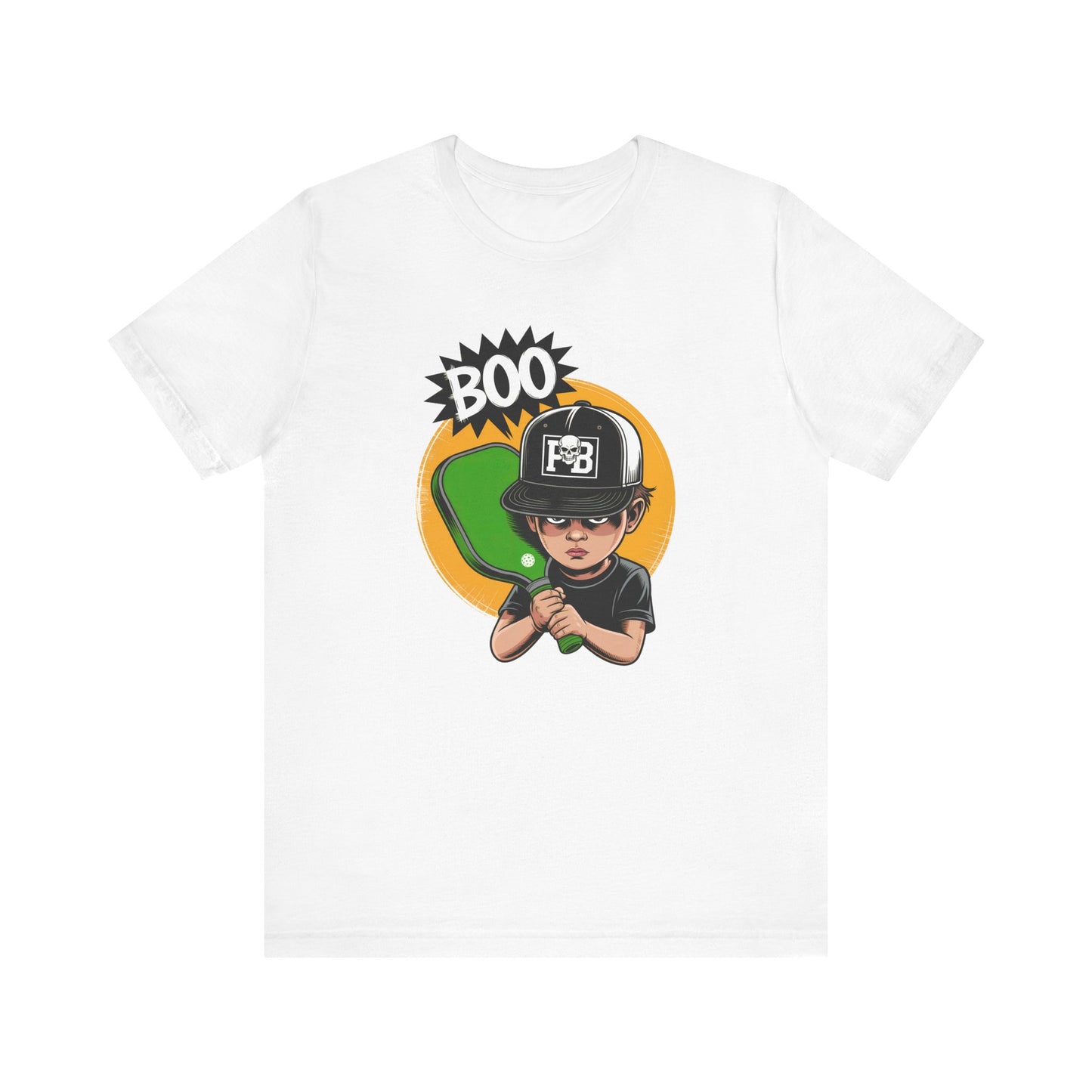 Boo Boy Skull with Pickleball Paddle