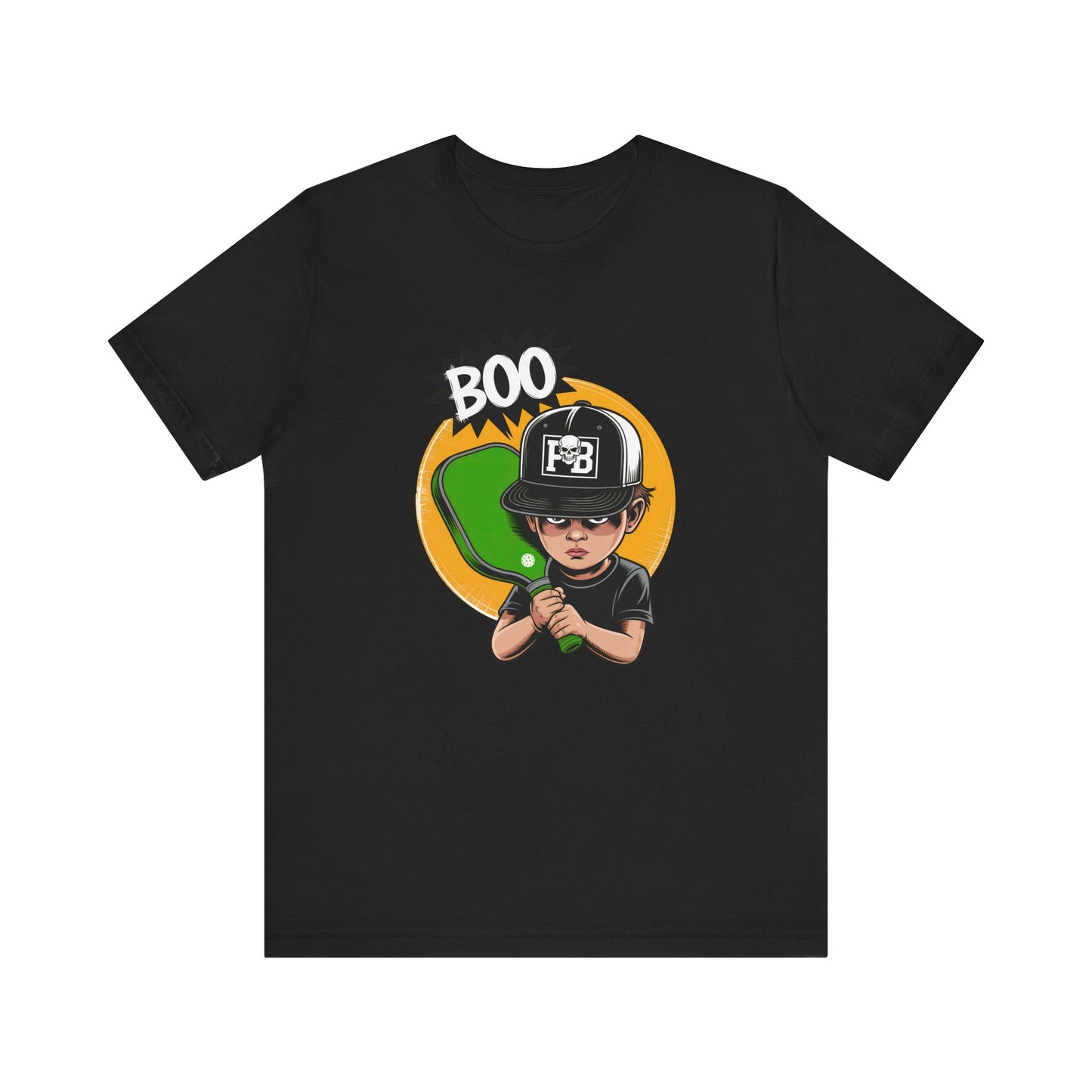 Boo Boy Skull with Pickleball Paddle