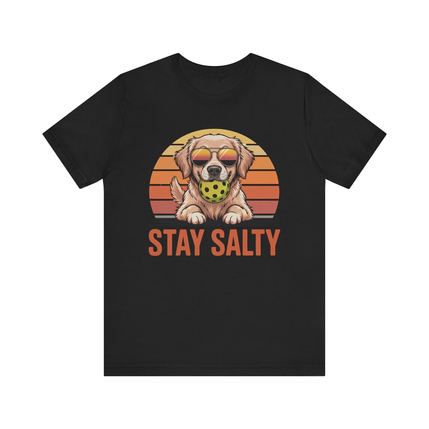 Stay Salty Dog Pickleball Shirt - Golden Retriever Beach Design