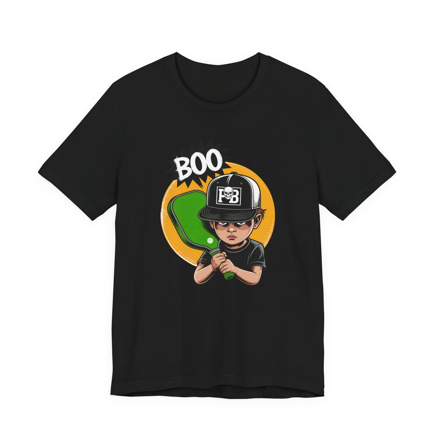 Boo Boy Skull with Pickleball Paddle