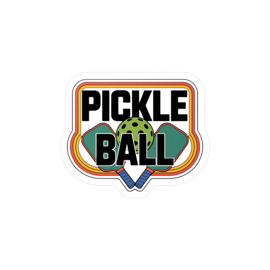 Vintage Pickleball Sticker – Retro Rainbow Paddles