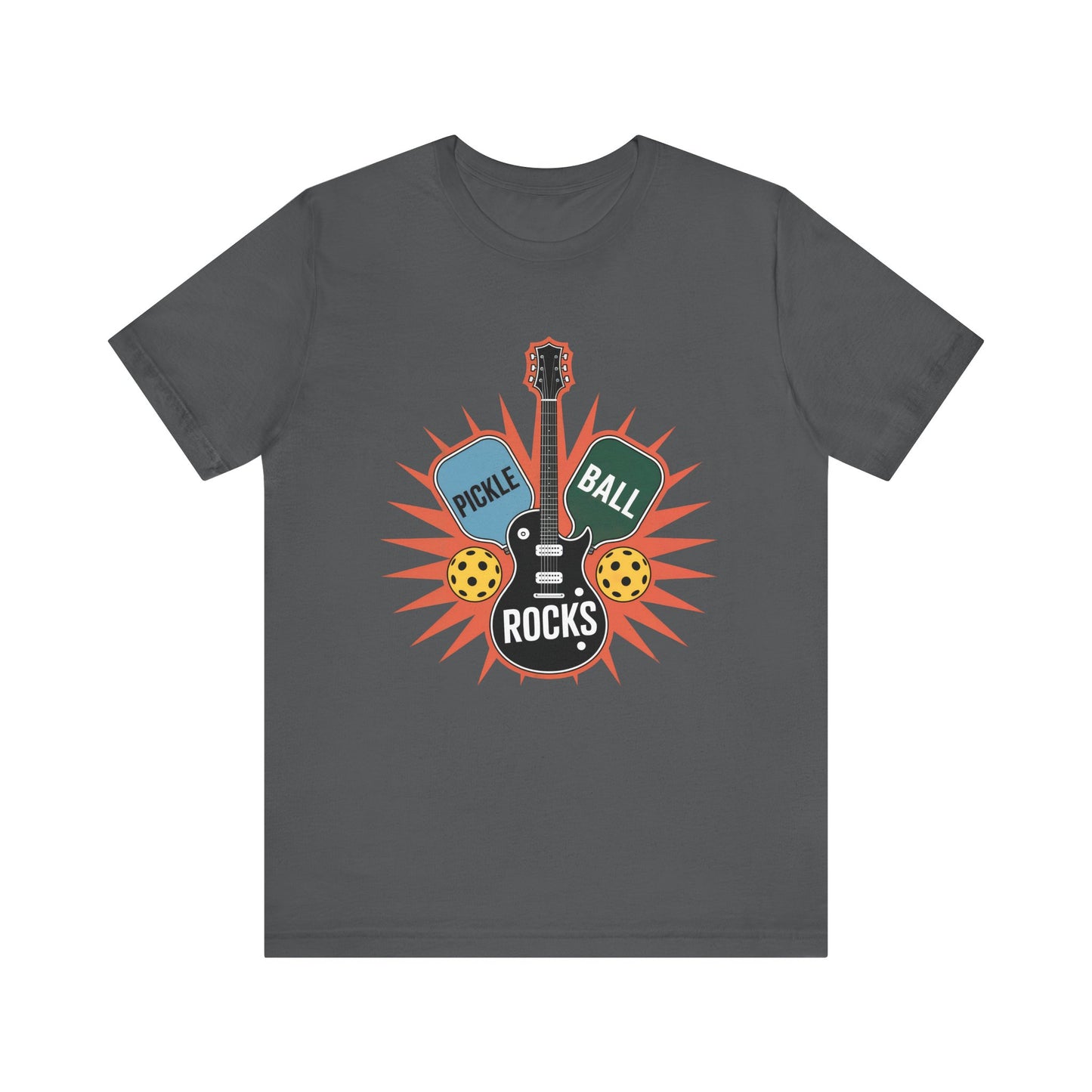 Pickleball Rocks Guitar Shirt - Retro Music Rock and Roll Design