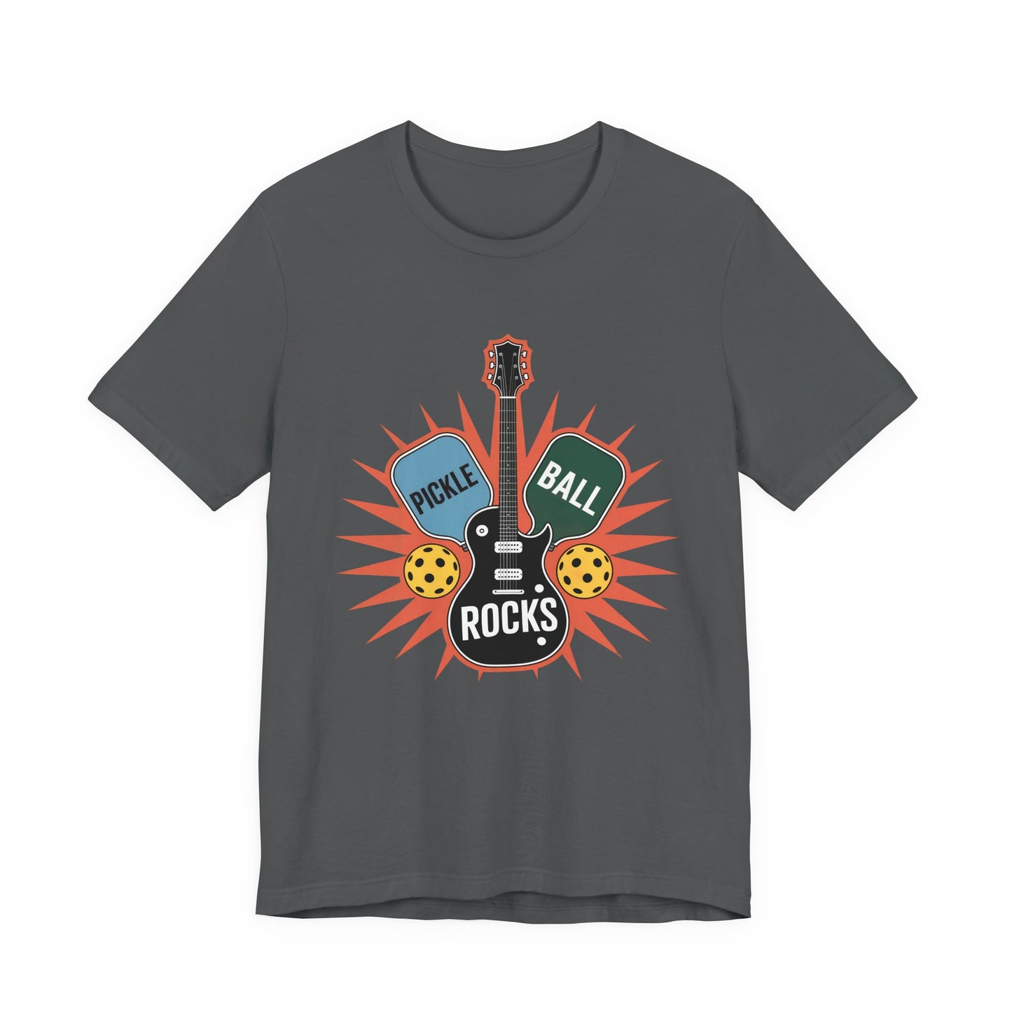 Pickleball Rocks Guitar Shirt - Retro Music Rock and Roll Design