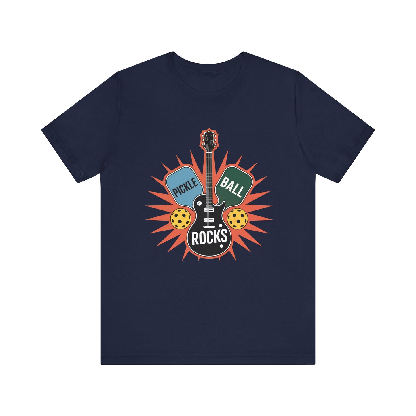 Pickleball Rocks Guitar Shirt - Retro Music Rock and Roll Design