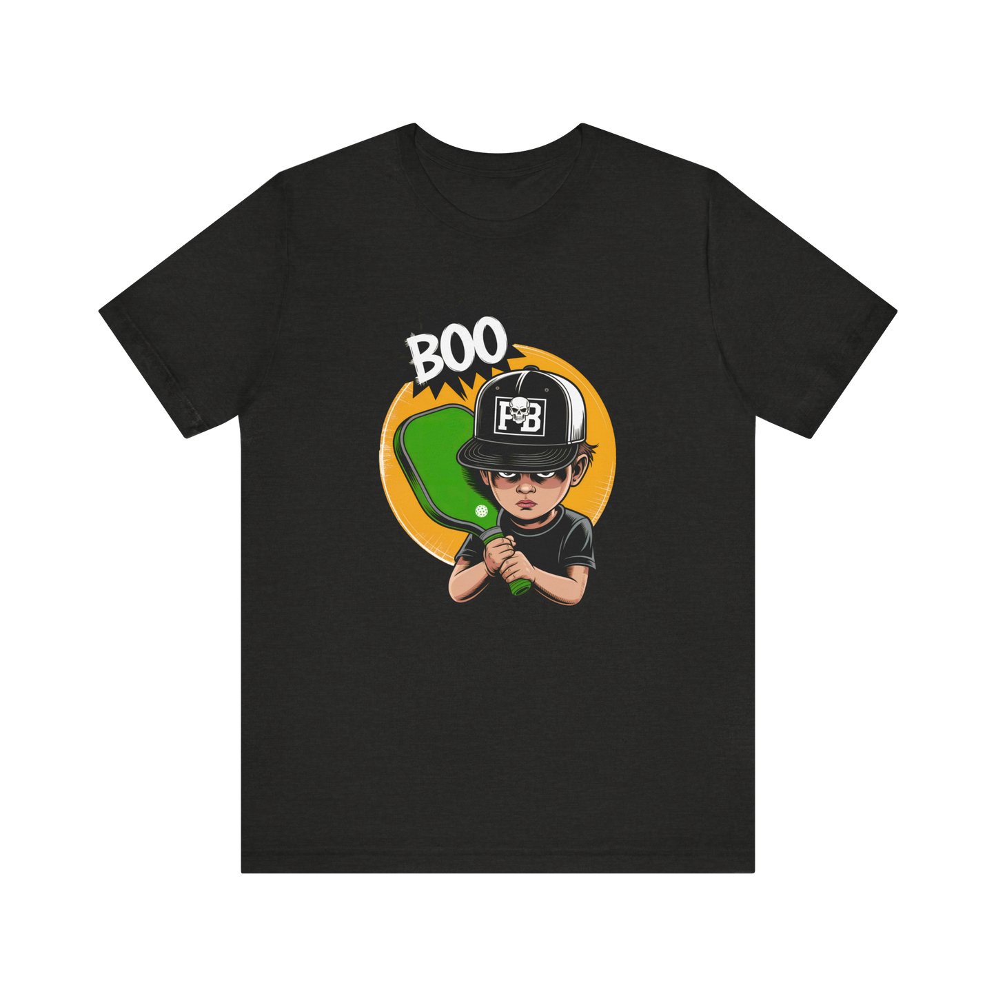 Boo Boy Skull with Pickleball Paddle