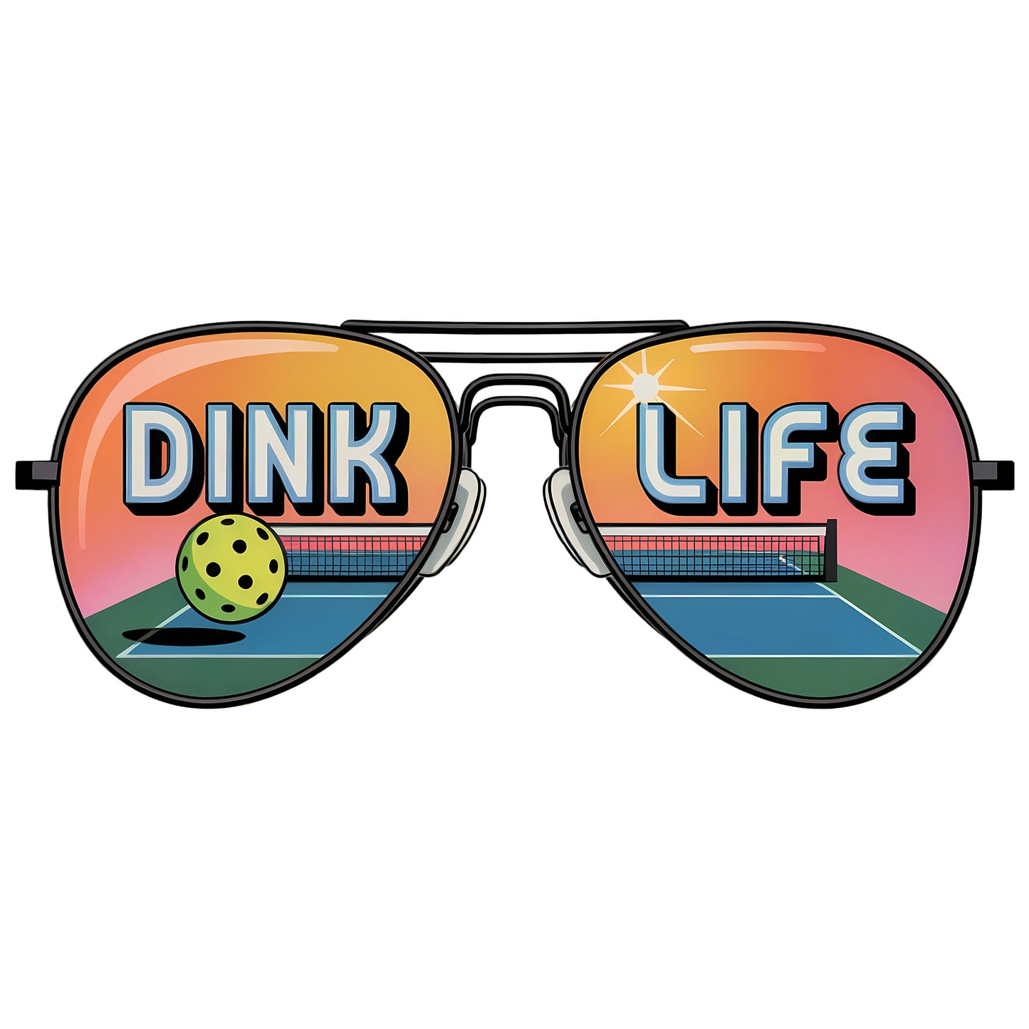 Dink Life Aviator Sunglasses Pickleball Shirt - Court Reflection