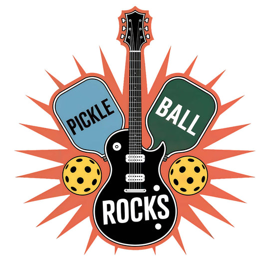 Pickleball Rocks Guitar Shirt - Retro Music Rock and Roll Design