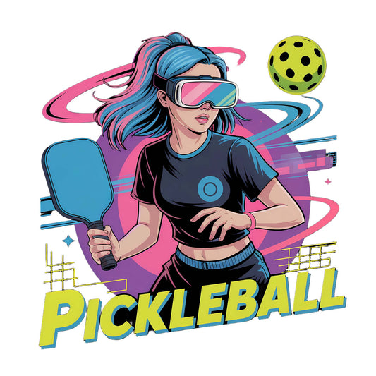 VR Pickleball Futuristic Girl with Neon