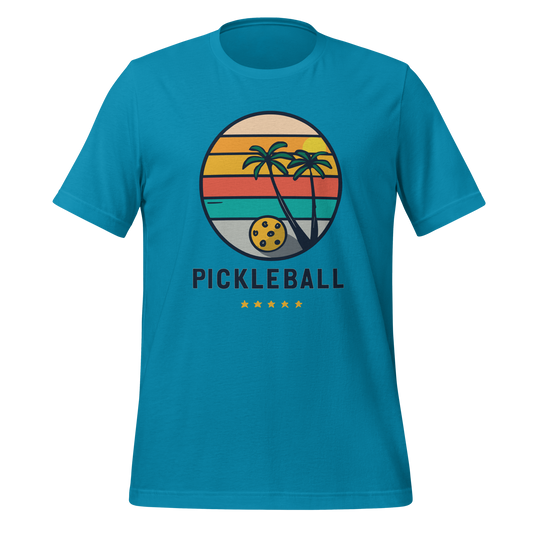Pickleball on the Beach Retro Unisex t-shirt